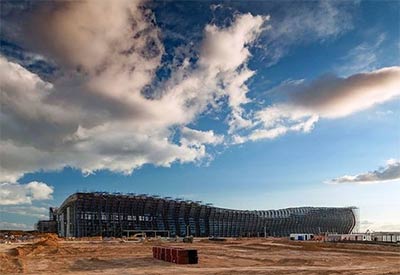 Волнистая форма остекления нового терминала аэропорта Симферополь будет видна даже с воздуха