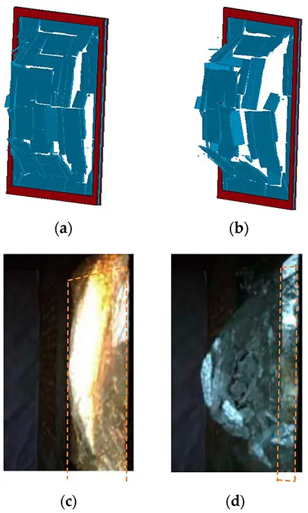 Сравнение режимов разрушения стекла при тестировании и численном моделировании (t – период свободных электромагнитных колебаний)