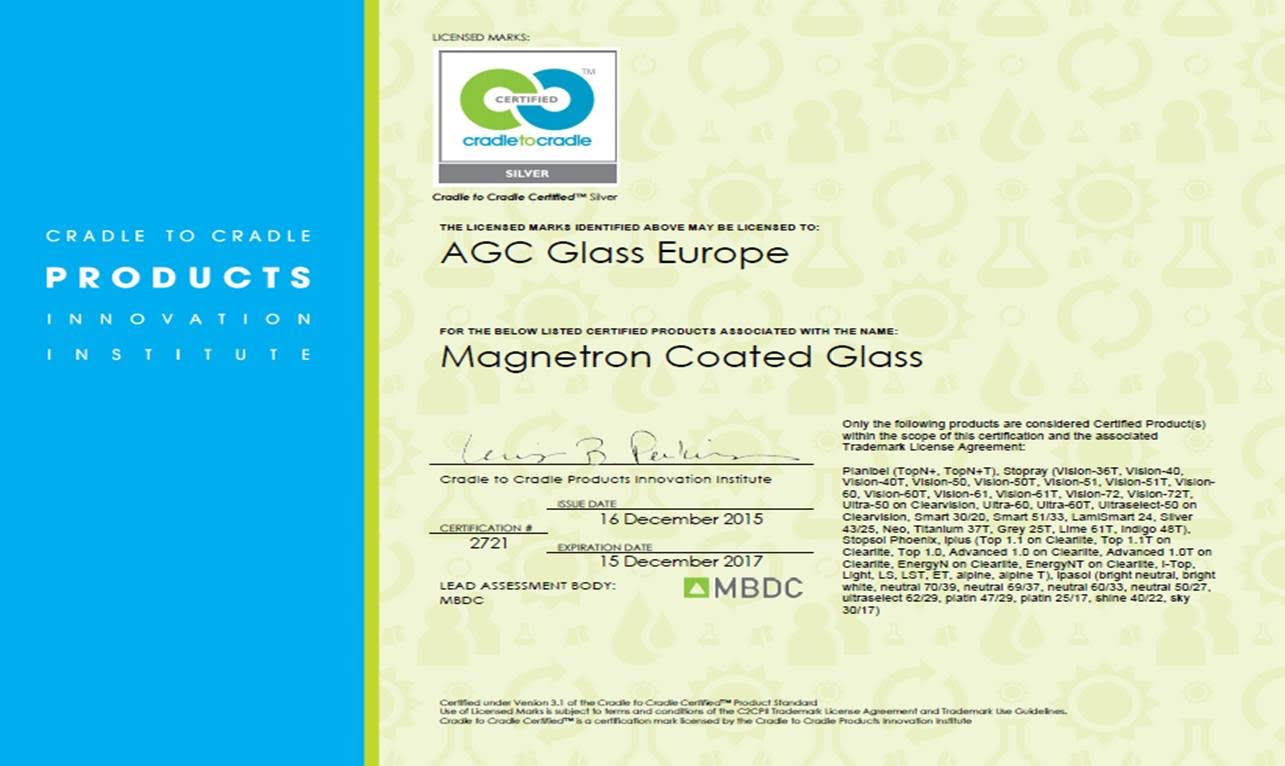Уникальная экологичность стекла AGC вновь подтверждена международным сертификатом Cradle to Cradle®