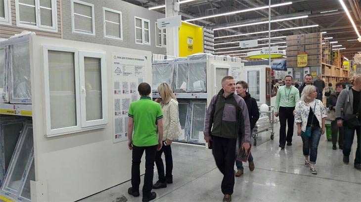 Окна Deceuninck в новом гипермаркете «Леруа Мерлен» на Киевском шоссе в Москве
