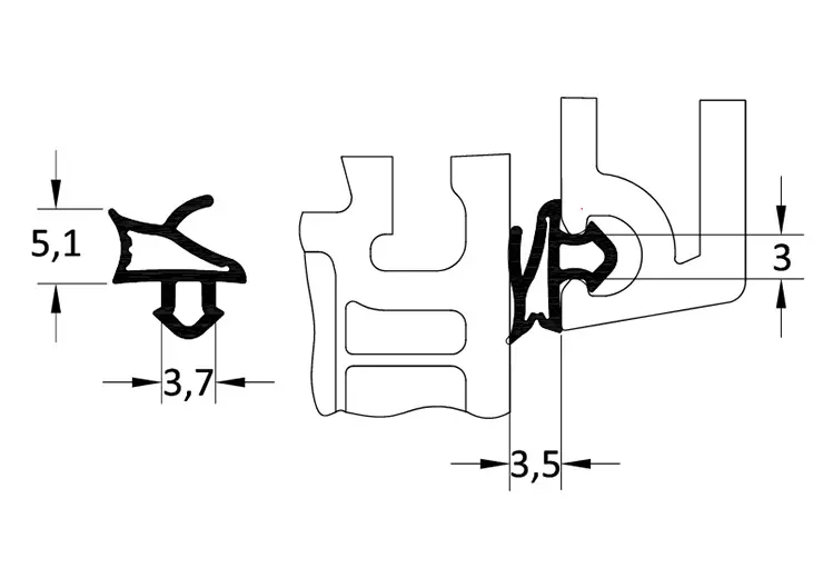 Уплотнитель DEVENTER для профильной системы ELEX
