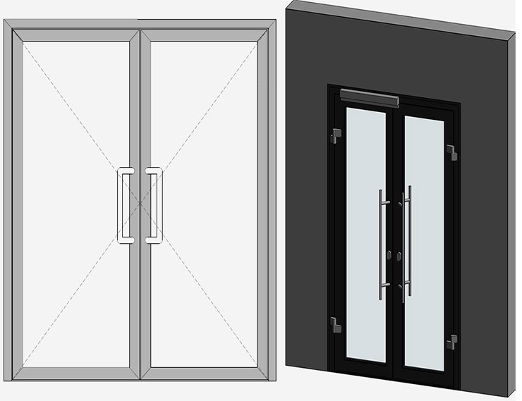 Новая BIM модель – двупольная дверь S54 системы Alumark