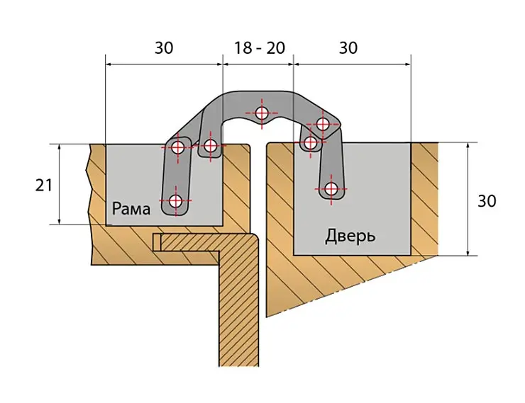 Скрытые петли OTLAV для деревянных дверей весом до 80 кг