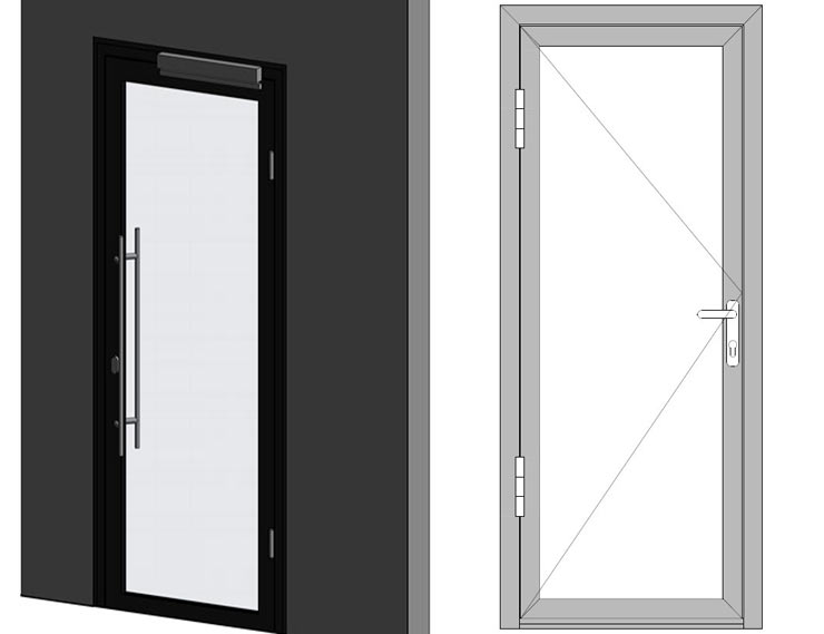 Новая BIM модель от «ТБМ» – однопольная дверь S40 системы Alumark