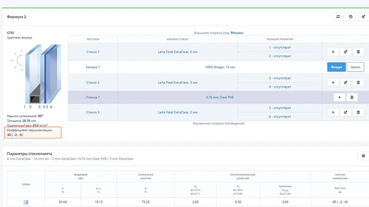 Новая функция конфигуратора Larta Glass: оценка звукоизоляции стеклопакетов