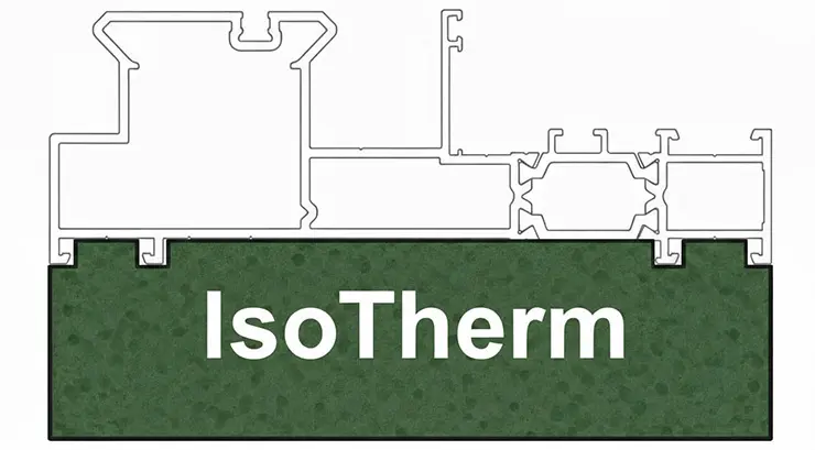 Теплый подставочный профиль IsoTherm Green для алюминиевых портальных систем
