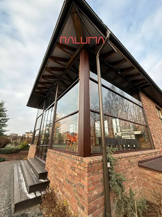 Безрамное остекление RALUMA автоматическая гильотина и слайд