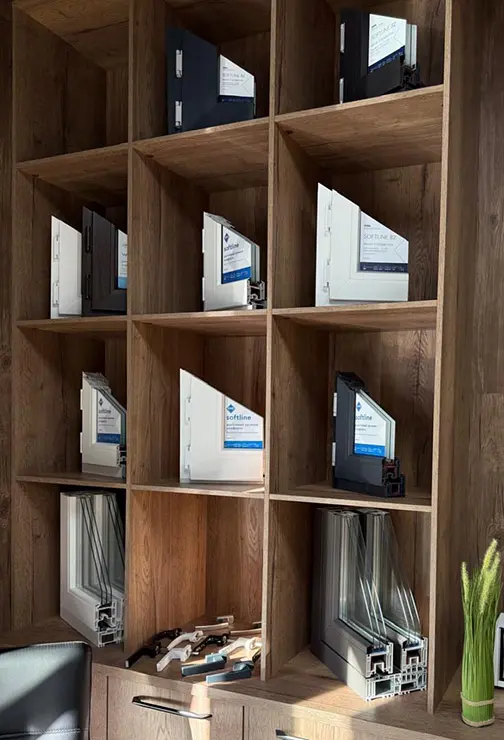 Образцы оконных и дверных ПВХ-конструкций и алюминиевых решений