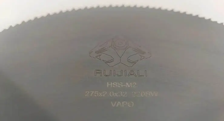 Фото ЕТС Групп. Фирменная маркировка пильных дисков по металлу RUIJIALI