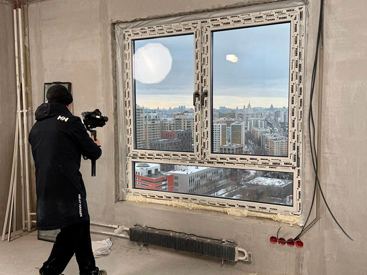 Съемки установленного окна из ДИАМАНТ