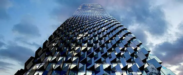 Тысячи инновационных стеклянных панелей украсят фасад небоскреба