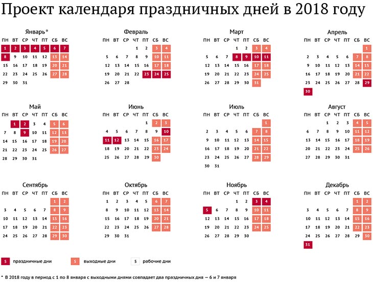 Одобрен календарь праздников на 2018 год