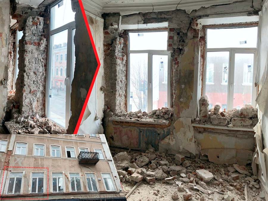 Несущие конструкции в гостинице «Россия» держатся на оконных рамах