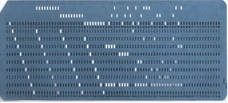 Перфокарта в стиле IBM с 80 столбцами